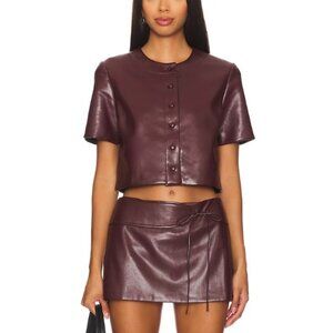 Amanda Uprichard Leather Burgundy Skirt Set in XS/S